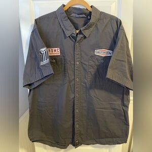 Harley Davidson Gray Work Shirt Button Up Short Sleeve Men’s Size Slim 2XL
